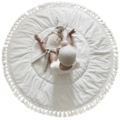 MINICAMP | Padded Kids Play Mat in Ecru with Tassels - The Little Hive