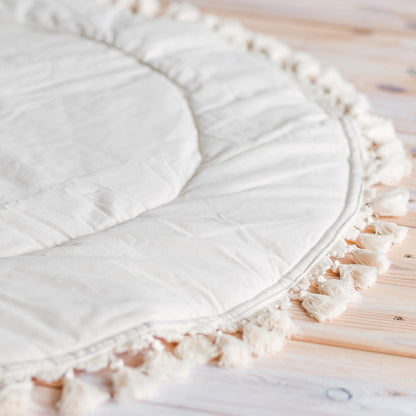 MINICAMP | Padded Kids Play Mat in Ecru with Tassels - The Little Hive