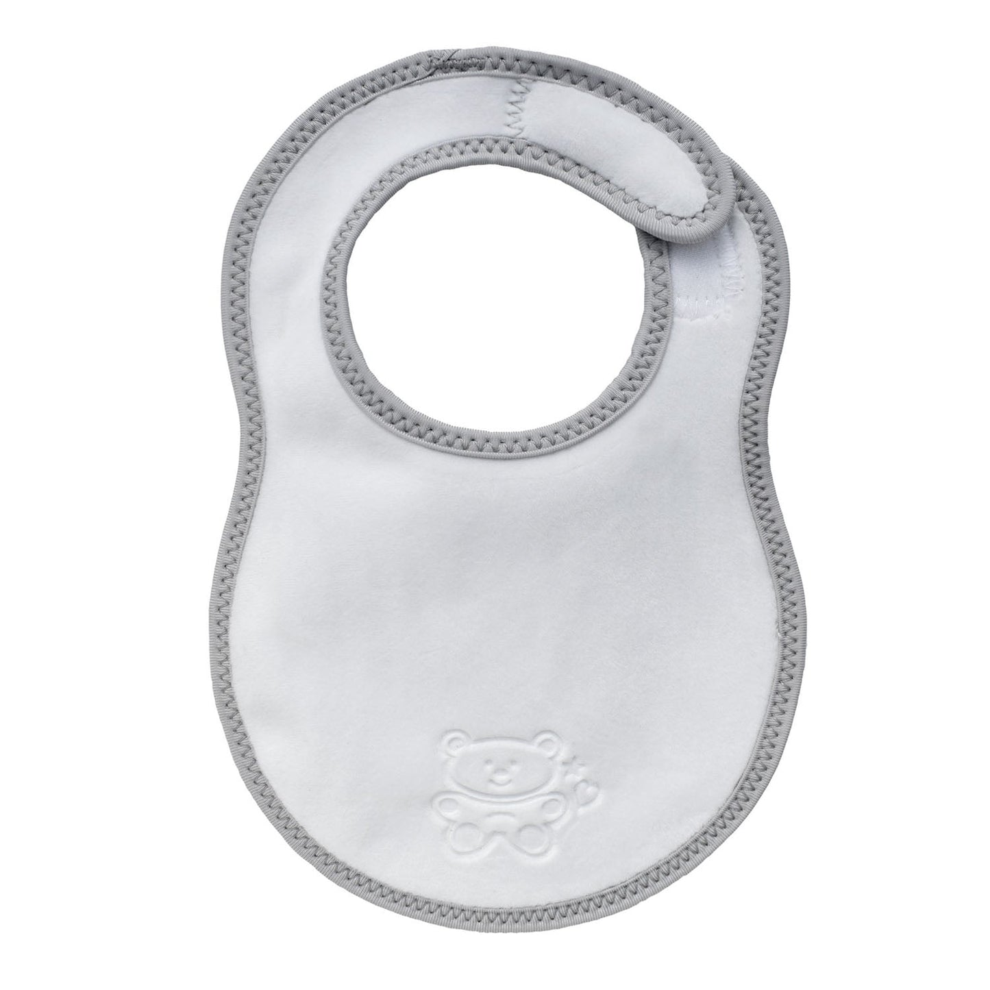 Newborn Plush Baby Bib in White & Grey - The Little Hive