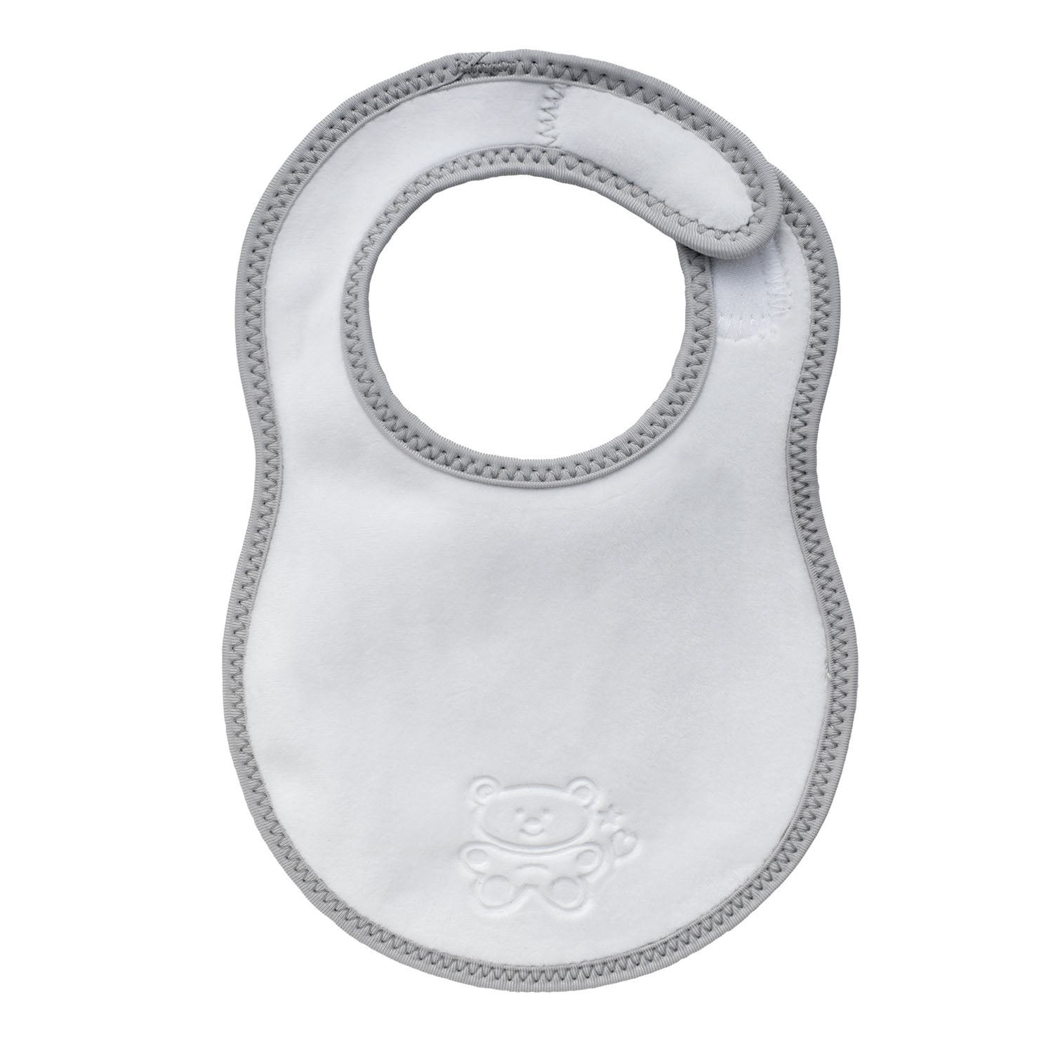Newborn Plush Baby Bib in White & Grey - The Little Hive