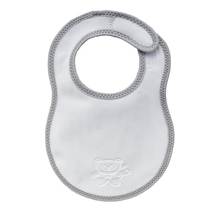 Newborn Plush Baby Bib in White & Grey - The Little Hive