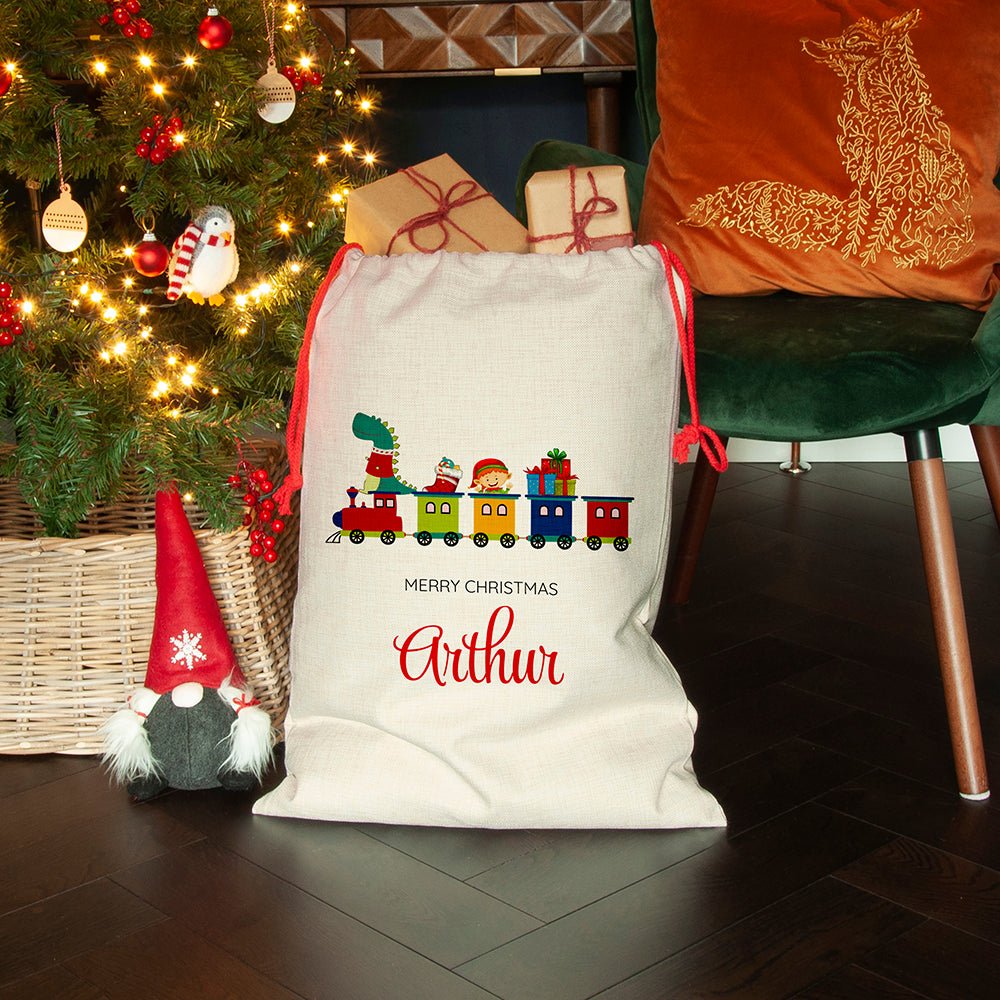 Personalised Kid's Christmas Train Christmas Sack - The Little Hive