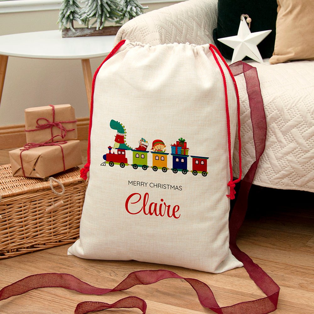 Personalised Kid's Christmas Train Christmas Sack - The Little Hive