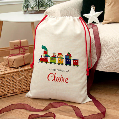 Personalised Kid's Christmas Train Christmas Sack - The Little Hive