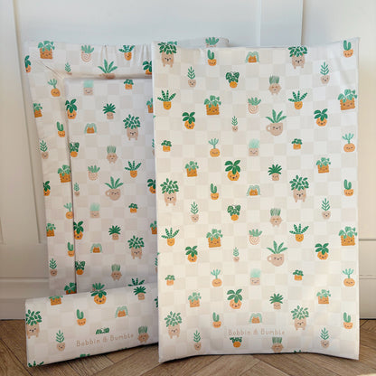 Anti-Roll Wedge Baby Changing Mat - Pot Plants