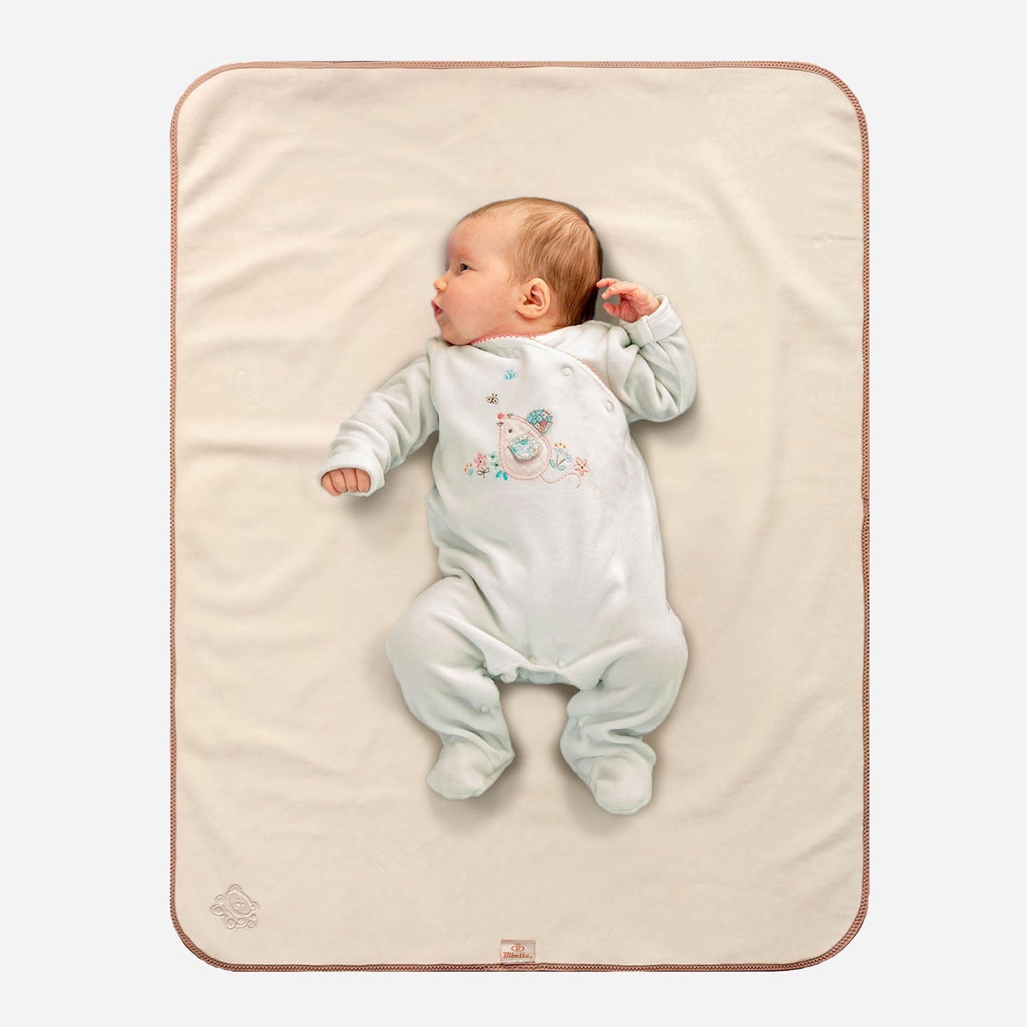 Plush Tummy Time Mat in Cream & Beige for Newborn Baby - The Little Hive