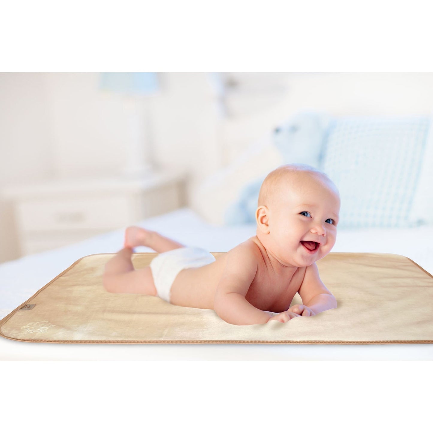 Plush Tummy Time Mat in Cream & Beige for Newborn Baby - The Little Hive