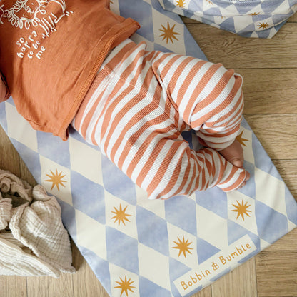 Travel Changing Mat - Blue Harlequin