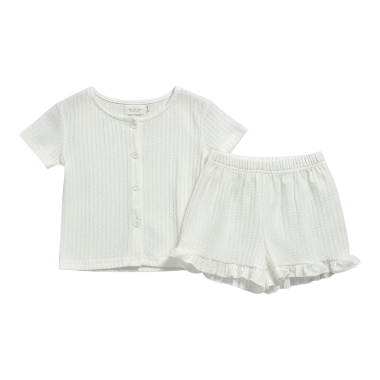Ribbed Ruffle Hem Button Top & Shorts Set - The Little Hive