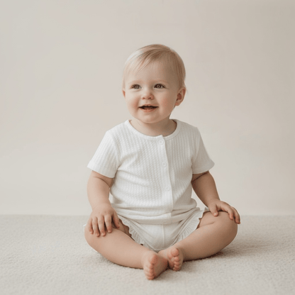 Ribbed Ruffle Hem Button Top & Shorts Set - The Little Hive