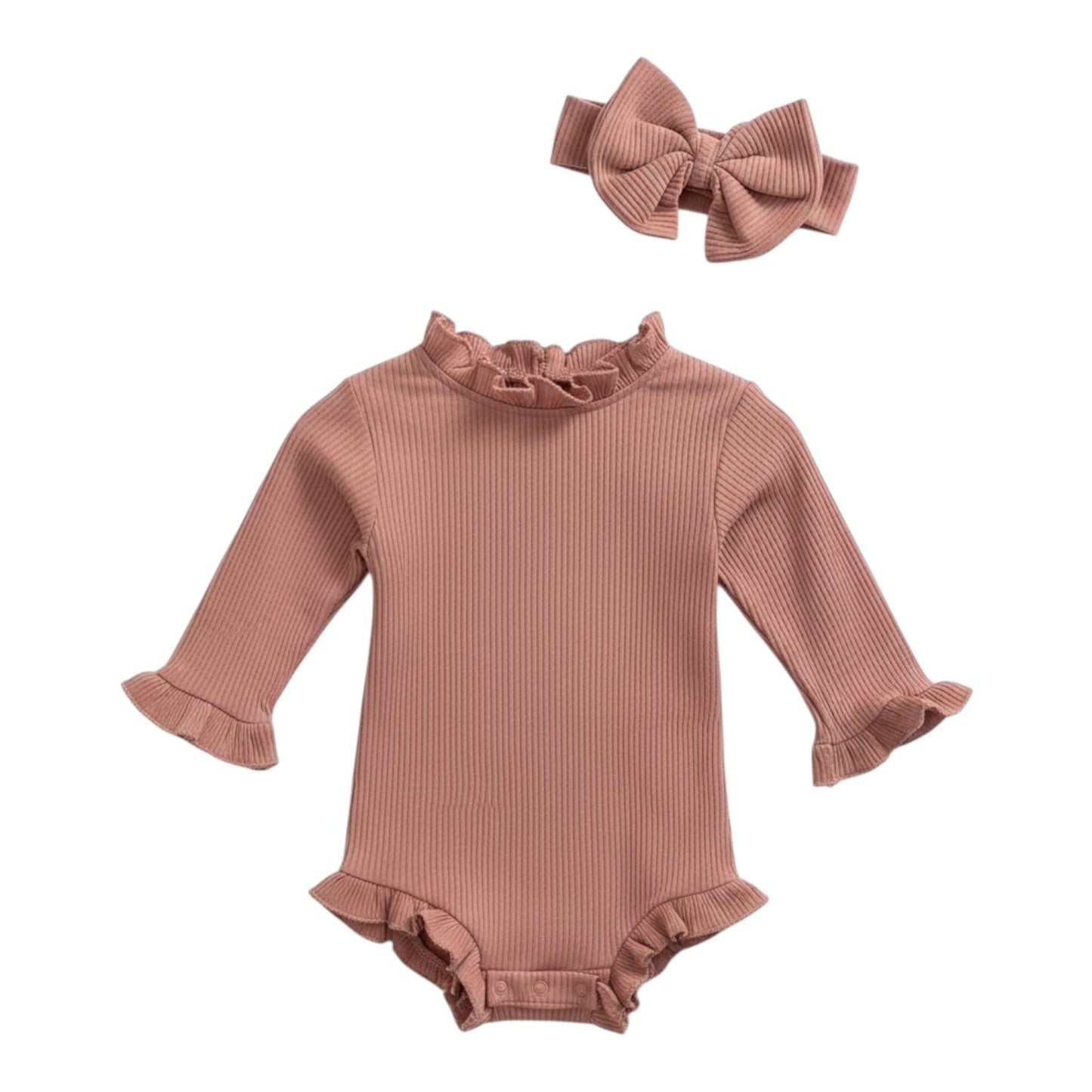 Ribbed Ruffle Romper & Headband - The Little Hive
