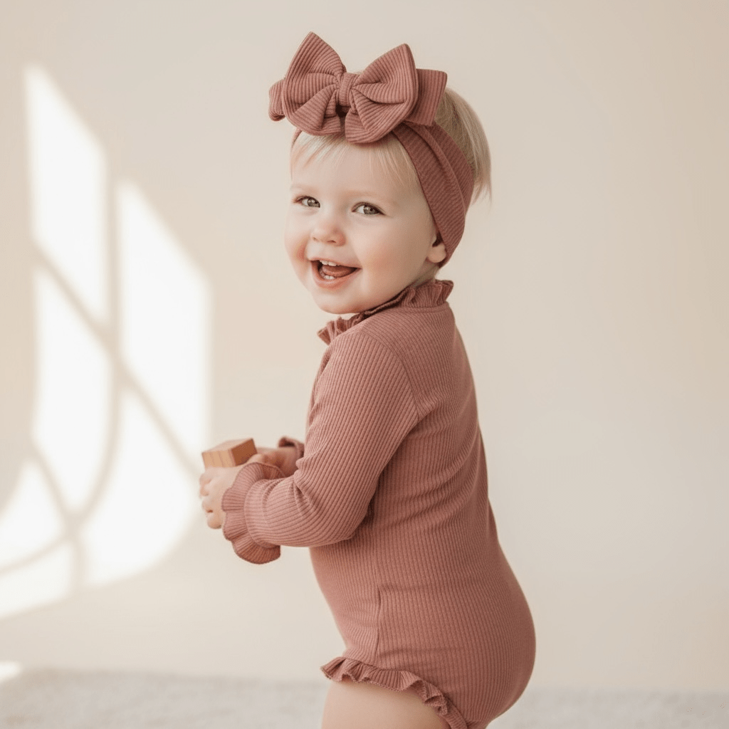 Ribbed Ruffle Romper & Headband - The Little Hive