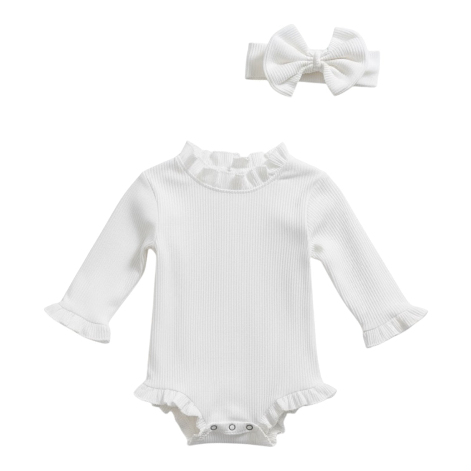 Ribbed Ruffle Romper & Headband - The Little Hive