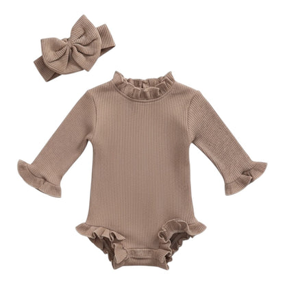 Ribbed Ruffle Romper & Headband - The Little Hive