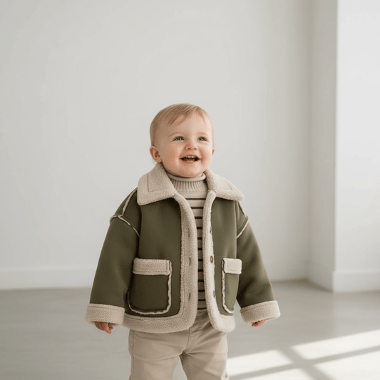 Sherpa - Lined Winter Jacket (Brown / Olive) - The Little Hive