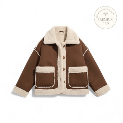 Sherpa - Lined Winter Jacket (Brown / Olive) - The Little Hive