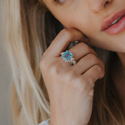 Gold or Silver Sky Blue Topaz Ring - Aurelia