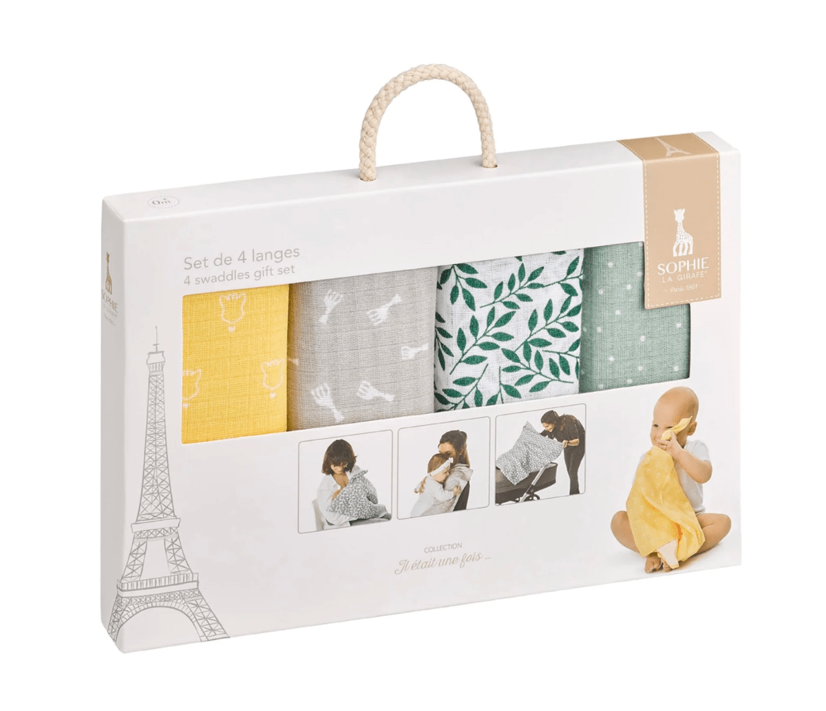 Sophie la girafe® – 4 Coloured Swaddles Gift Set - The Little Hive