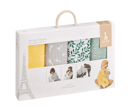 Sophie la girafe® – 4 Coloured Swaddles Gift Set - The Little Hive