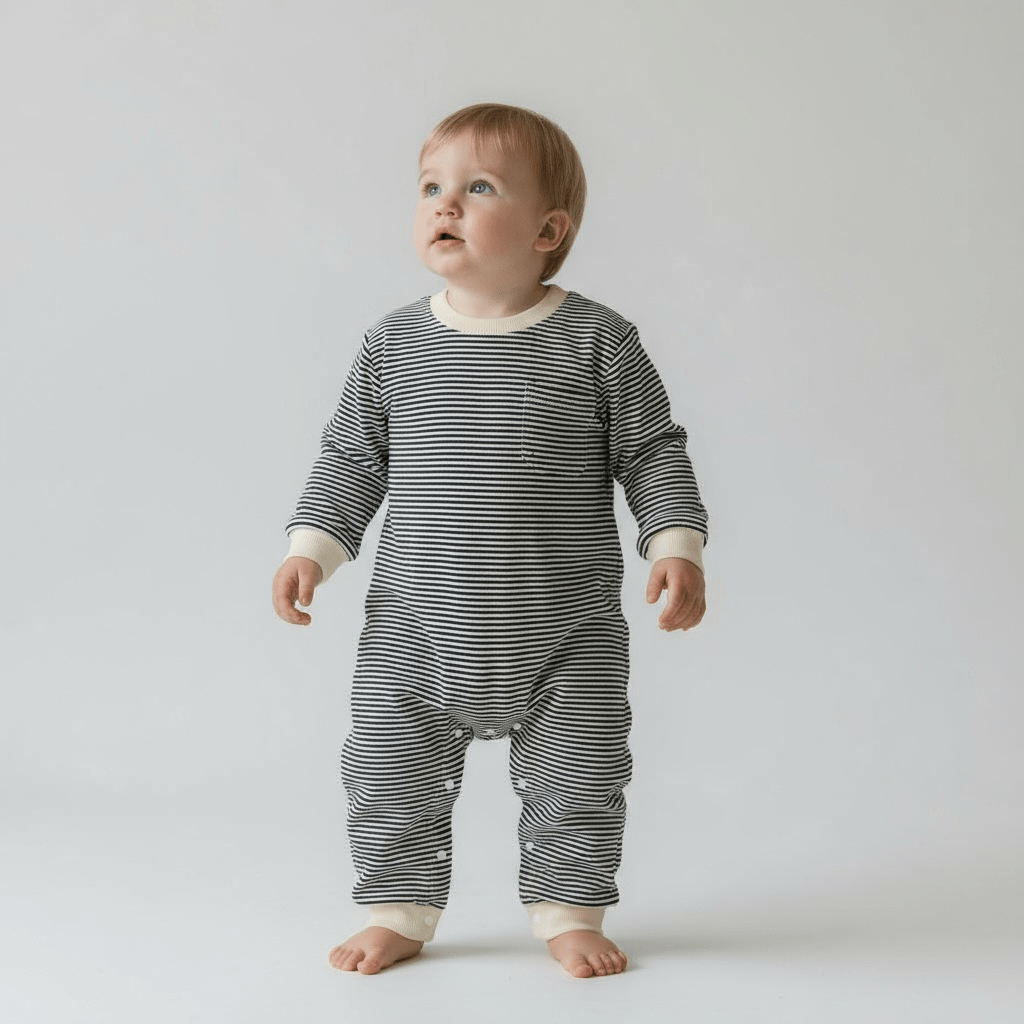 Striped Long Sleeve Romper - The Little Hive