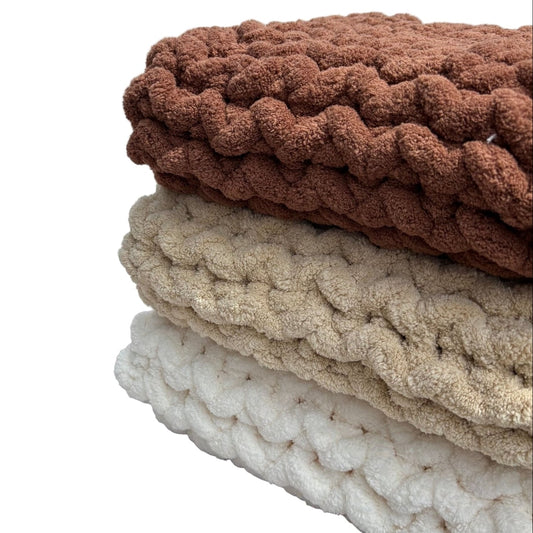 Super Chunky Crochet Blanket – Handmade in Neutral Tones - The Little Hive