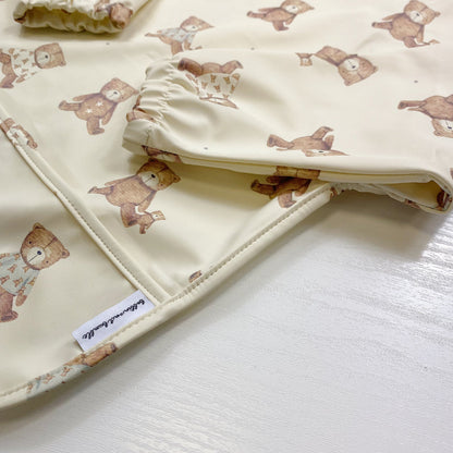 Long Sleeved Baby Bib - Teddy Bear Print