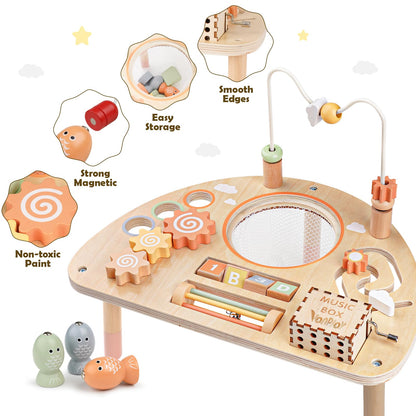 Vanplay 8-in-1 Wooden Activity Table for Toddlers – Montessori Sensory Learning Toy