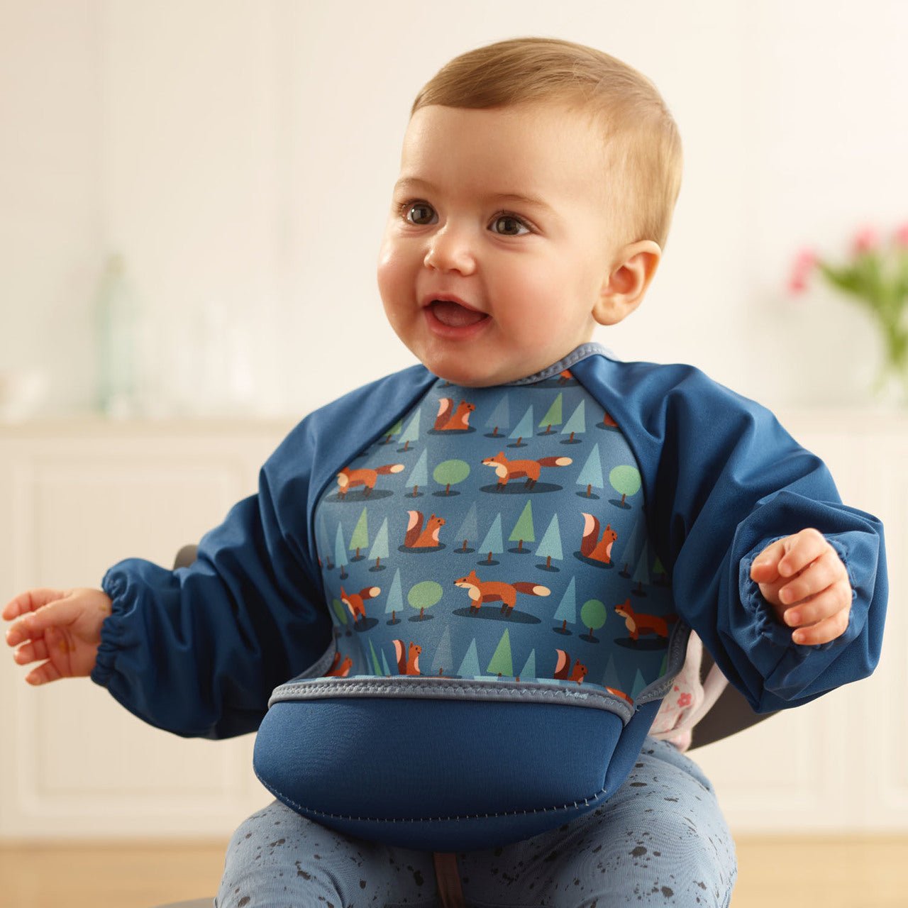 Weaning Bib with Sleeves - Foxes UltraBib - The Little Hive