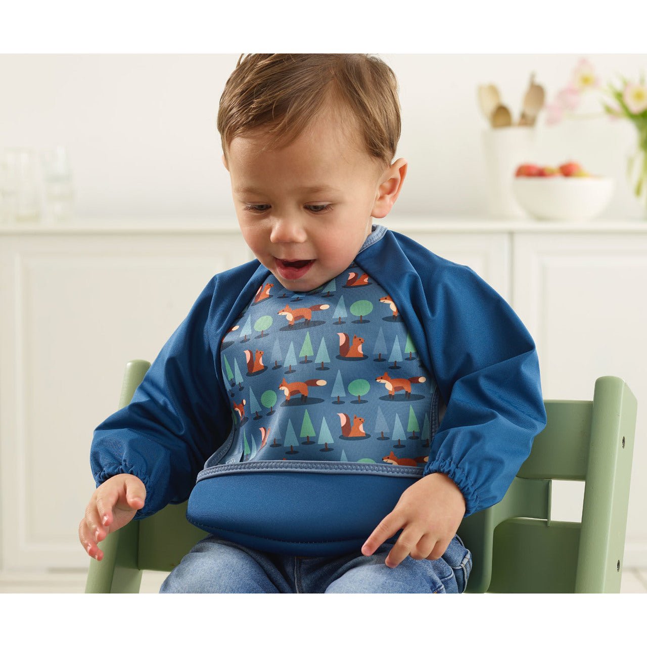Weaning Bib with Sleeves - Foxes UltraBib - The Little Hive