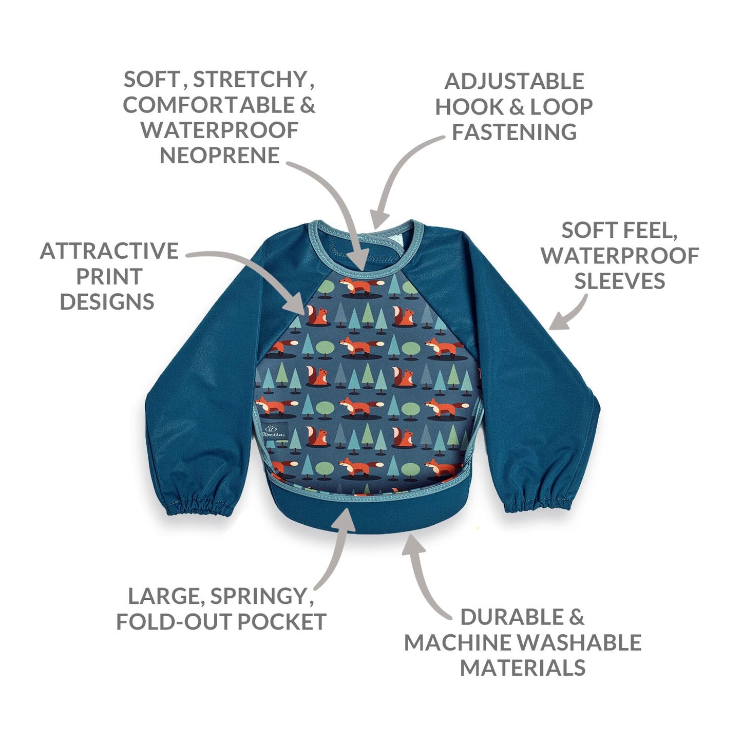 Weaning Bib with Sleeves - Foxes UltraBib - The Little Hive