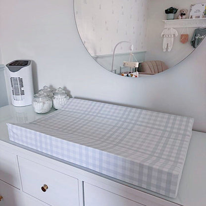 Anti-Roll Wedge Changing Mat - Baby Blue Gingham