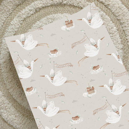 Anti-Roll Wedge Baby Changing Mat - Welcome Baby Print