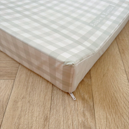 Anti-Roll Wedge Changing Mat - Sage Green Gingham
