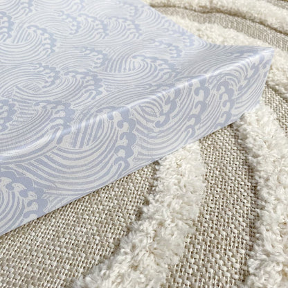 Anti-Roll Wedge Changing Mat - Blue Ocean Waves Print