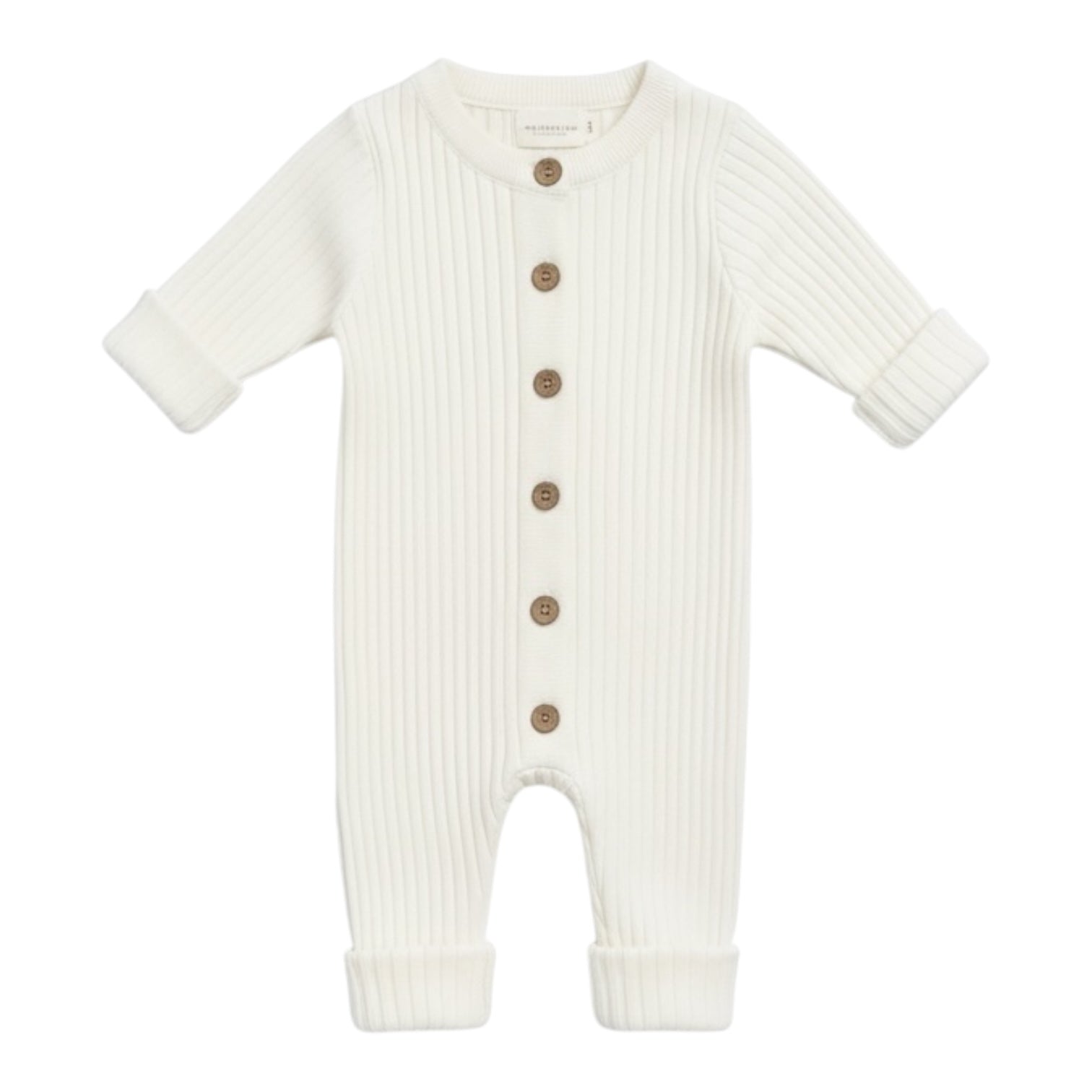 White Ribbed Button - Front Baby Romper - The Little Hive