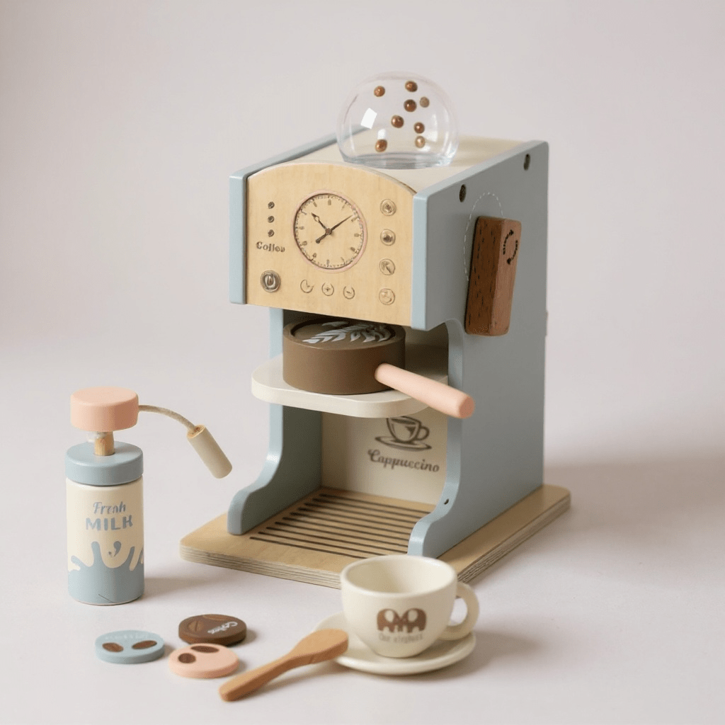 Wooden Coffee Maker Toy Set – Blue - The Little Hive