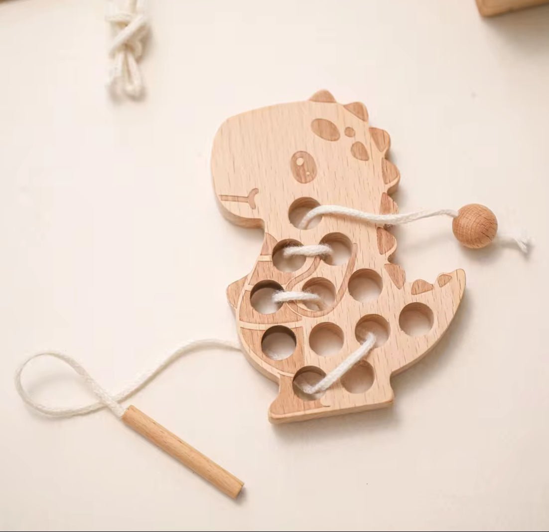 Wooden Dinosaur Lacing Toy - The Little Hive