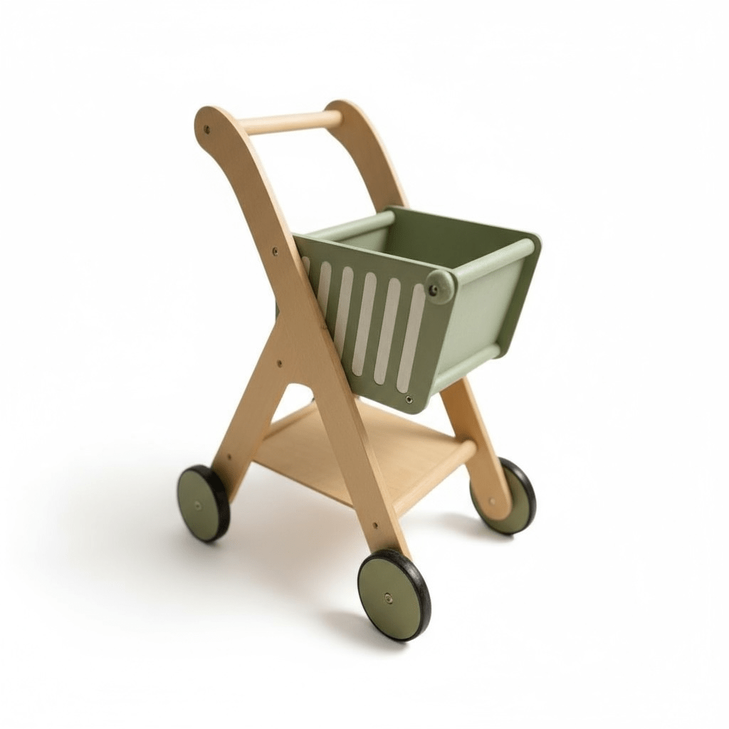 Wooden Green Shopping Cart - The Little Hive