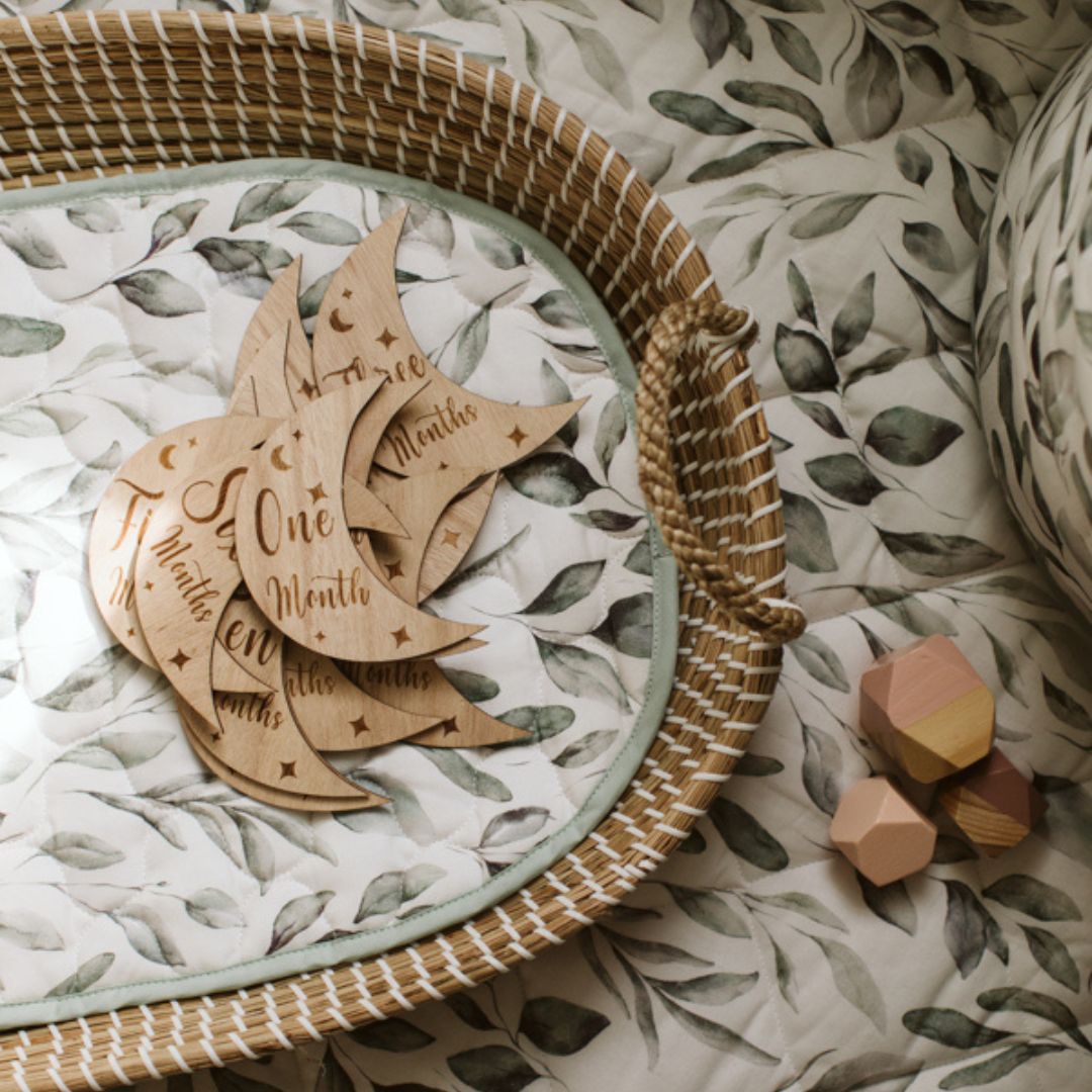 Wooden Month - by - Month Baby Milestone Set - The Little Hive