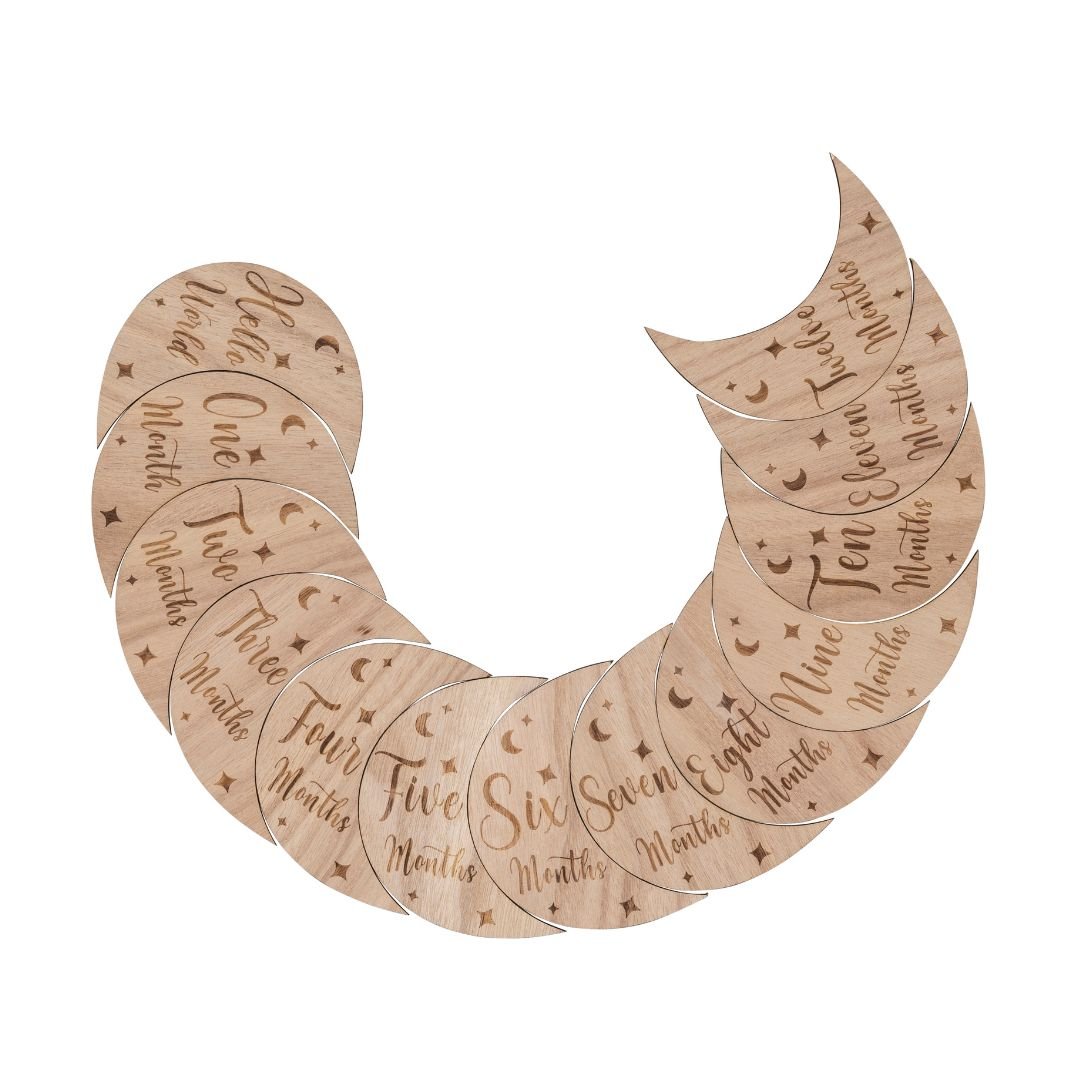 Wooden Month - by - Month Baby Milestone Set - The Little Hive